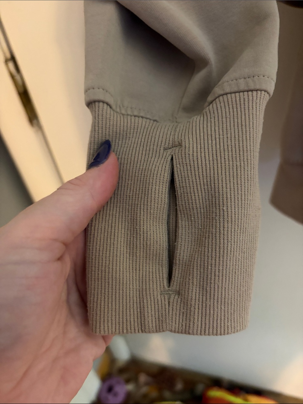 Womens Beige Half-Zip Pullover Jacket - Picture 2 of 6